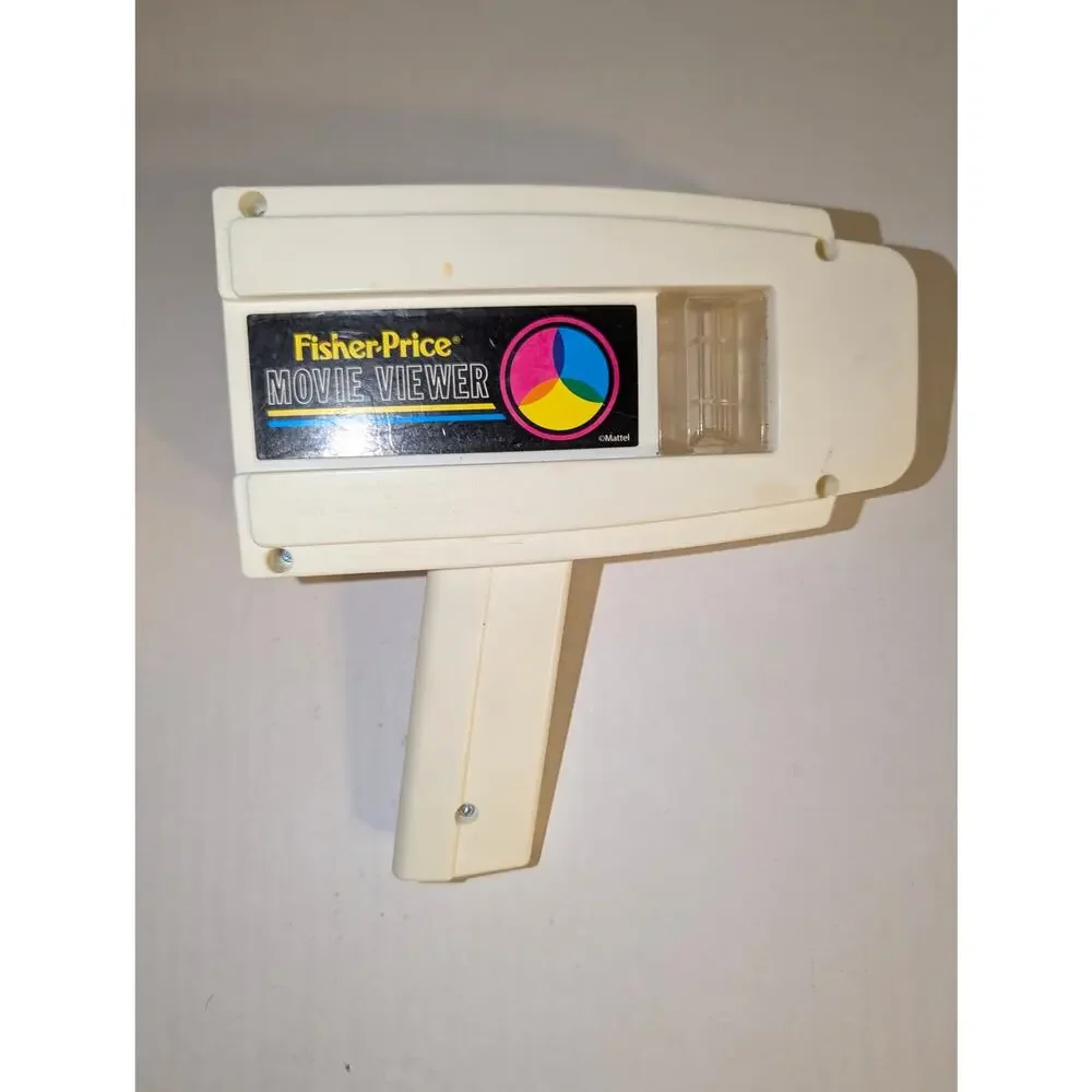 Vintage 1970's Fisher Price Movie Viewer 2 Cartridges Numbers Letters Works